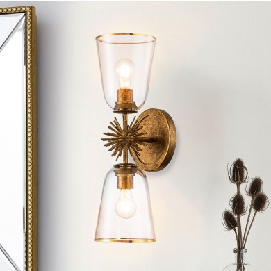 Applique Staring Doré et transparent 2x40W ELSTEAD LIGHTING STARING-2WB-DG-CLEAR