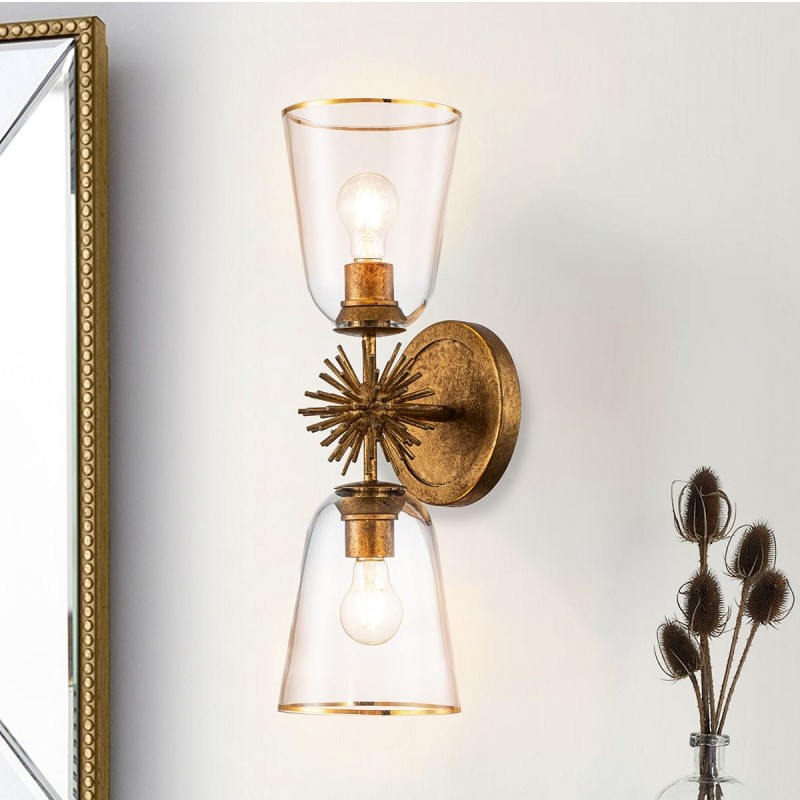 Applique Staring Doré et transparent 2x40W ELS_STARING-2WB-DG-CLEAR STARING-2WB-DG-CLEAR Applique Staring Doré et transparent 2x40W ELSTEAD LIGHTING STARING-2WB-DG-CLEAR