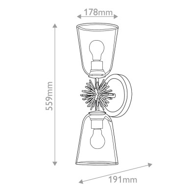 Applique Staring Doré et transparent 2x40W ELSTEAD LIGHTING STARING-2WB-DG-CLEAR