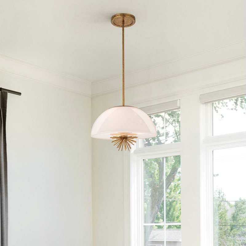 Suspension Staring Doré et opale 3x40W ELSTEAD LIGHTING STARING-3P-DG-OPAL