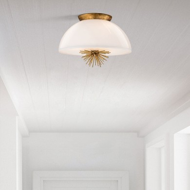 Suspension Staring Doré et opale 3x40W ELSTEAD LIGHTING STARING-3P-DG-OPAL