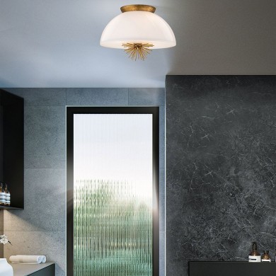 Suspension Staring Doré et opale 3x40W ELSTEAD LIGHTING STARING-3P-DG-OPAL