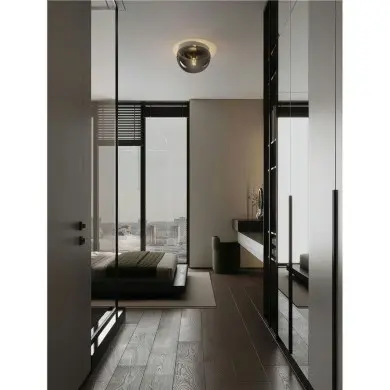 Plafonnier EBONY 12W E27 Noir D31,5 NOVA LUCE 9236501