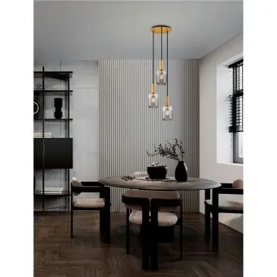 Suspension MAHO 3x12W E27 Noir, or, fumé NOVA LUCE 9236314