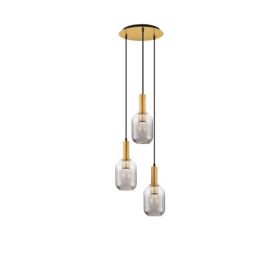 Suspension MAHO 3x12W E27 Noir, or, fumé  9236314