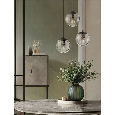 Suspension ABBACUS 3x12W E27 Noir, fumé NOVA LUCE 9236317