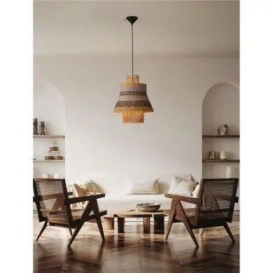 Suspension MANDE 12W E27 Naturel, bleu, noir NOVA LUCE 9586608