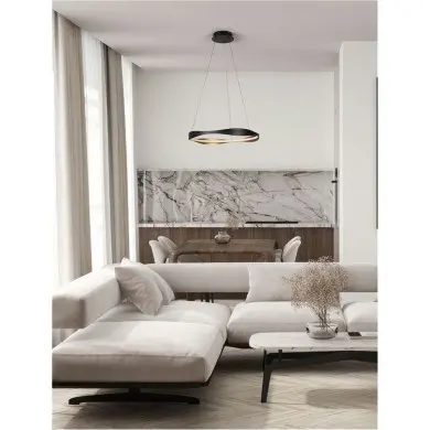 Suspension DOBI 32W LED Noir sablonneux, or NOVA LUCE 9030642