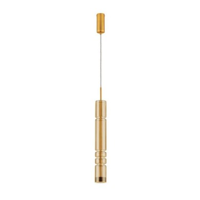Suspension BENTO 12W LED Or brossé, cognac Longue  9030550