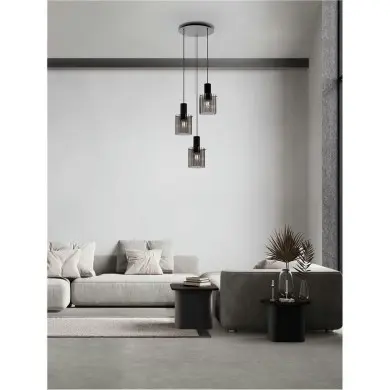 Suspension MIRBI 3X12W LED E27 Noir, fumé Escalier NOVA LUCE 9236201