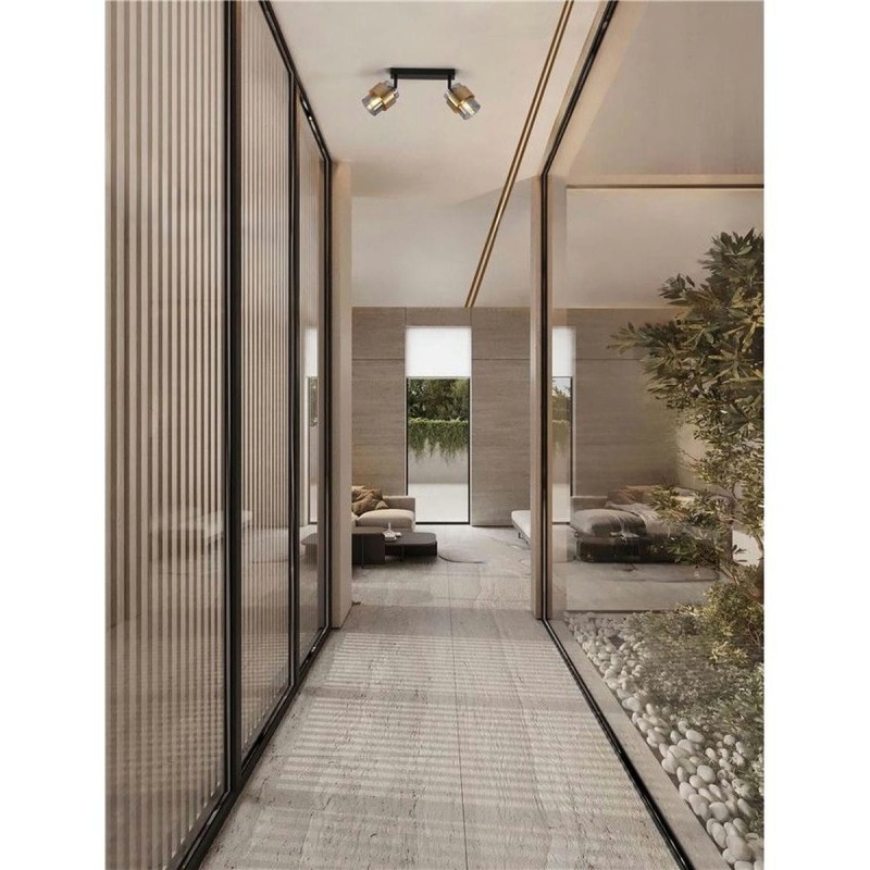 Plafonnier SIANNA 2X12W LED E27 Noir, or, fumé NL_9236387 9236387 Plafonnier SIANNA 2X12W LED E27 Noir, or, fumé 9236387