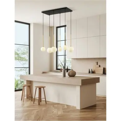 Suspension SAVOY 6X5W LED G9 Or satiné, noir, blanc NOVA LUCE 9620158