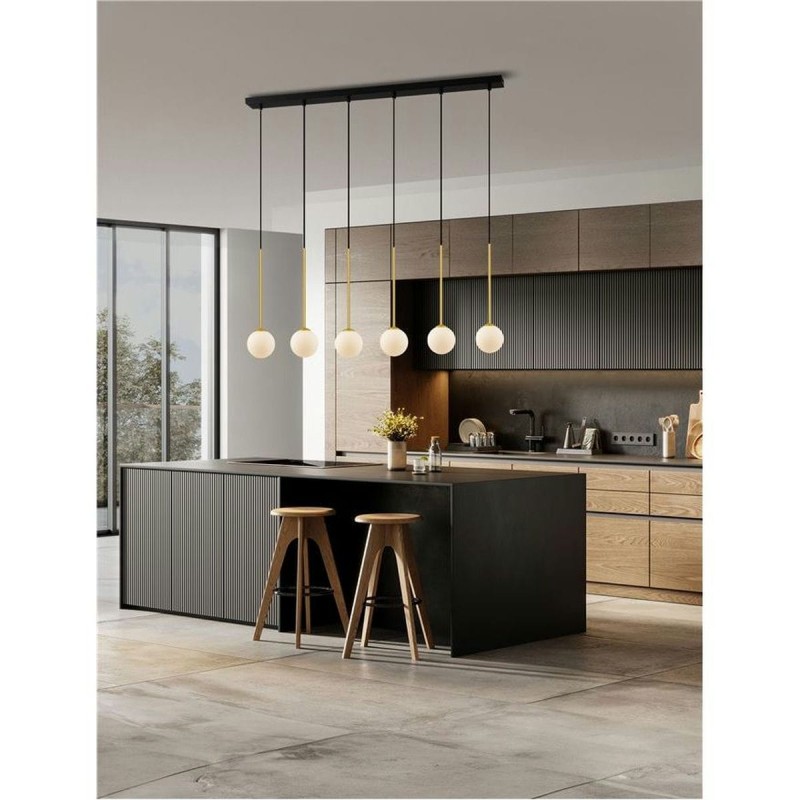 Suspension SAVOY 6X5W LED G9 Or, noir, blanc alignée NL_9620159 9620159 Suspension SAVOY 6X5W LED G9 Or, noir, blanc alignée 9620159