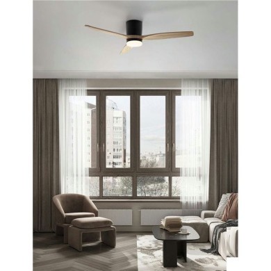 Ventilateur ALOA 18W LED Noir, bois naturel  9952371