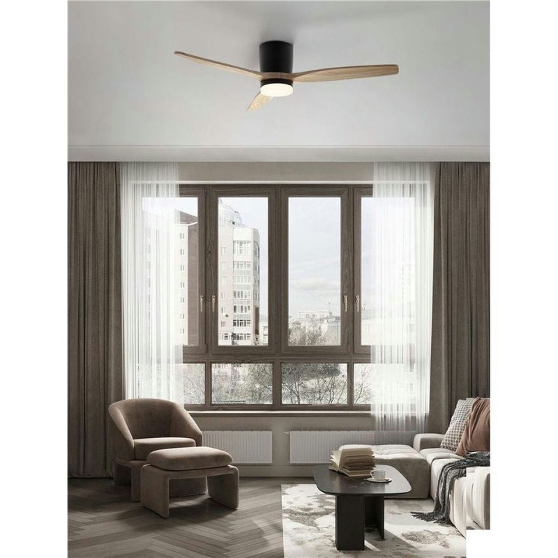 Ventilateur ALOA 18W LED Noir, bois naturel NL_9952371 9952371 Ventilateur ALOA 18W LED Noir, bois naturel 9952371