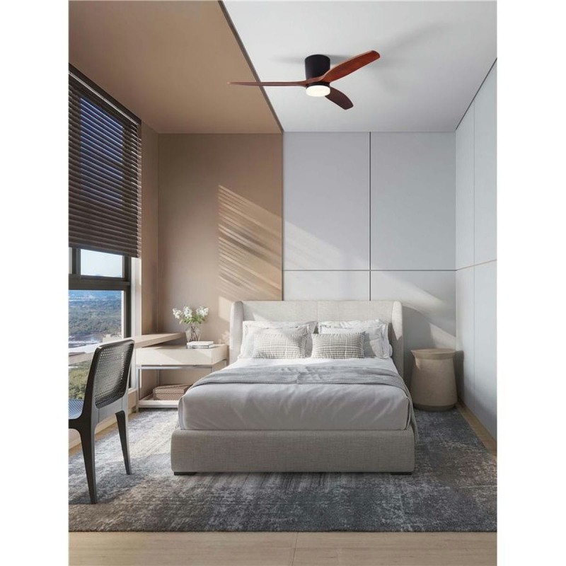 Ventilateur ALOA 18W LED Noir, bois sombre  9952374