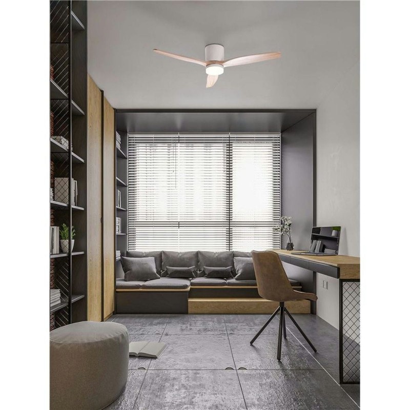 Ventilateur ALOA 18W LED Blanc, bois naturel  9952376