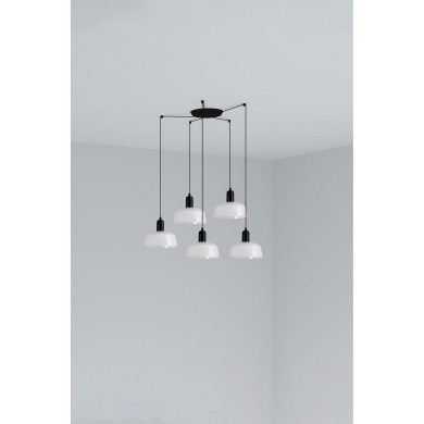 Suspension TATAWIN S Noir Blanc 5x15W E27 LED  20340-140-5L