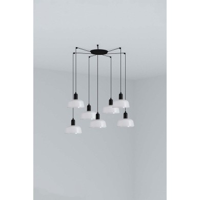 Suspension TATAWIN S Noir Blanc 7x15W E27 LED  20340-140-7L