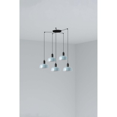 Suspension TATAWIN S Noir Bleu 5x15W E27 LED  20340-142-5L