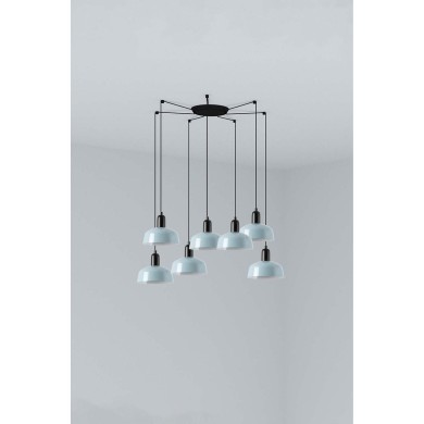 Suspension TATAWIN S Noir Bleu 7x15W E27 LED  20340-142-7L