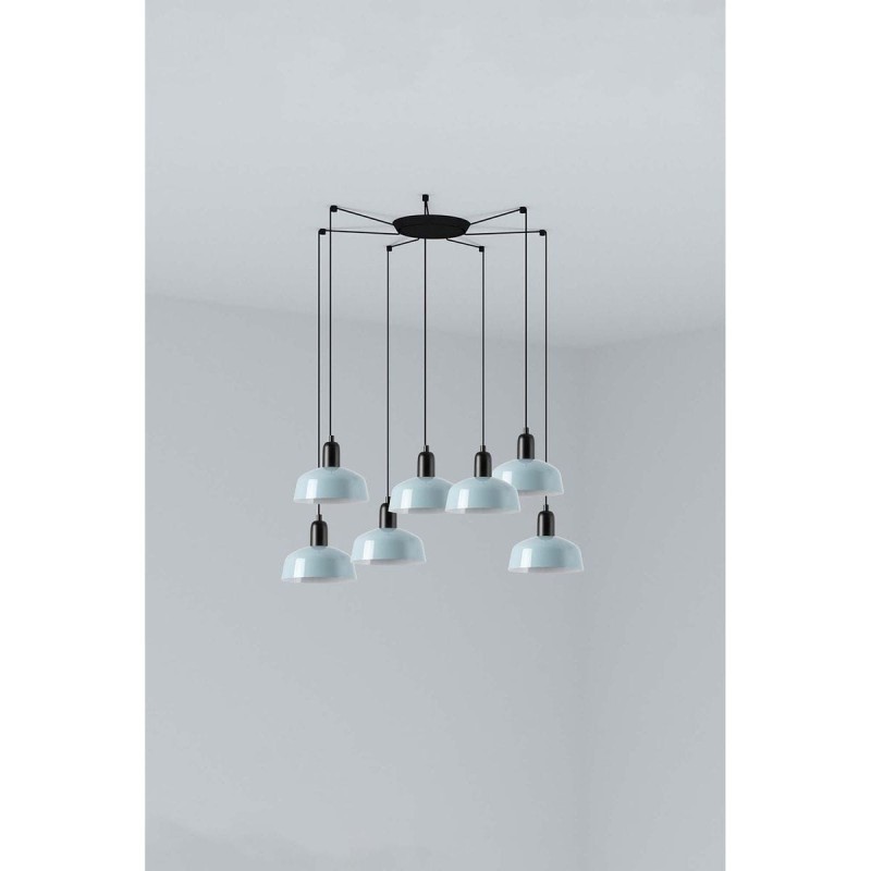 Suspension TATAWIN S Noir Bleu 7x15W E27 LED  20340-142-7L