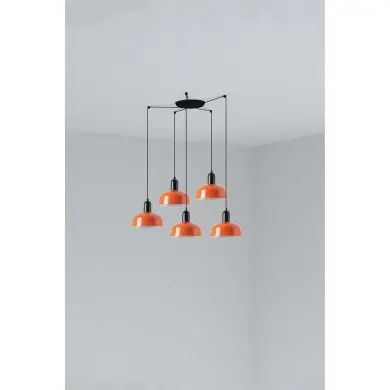 Suspension TATAWIN S Noir Orange 5x15W E27 LED FARO 20340-143-5L