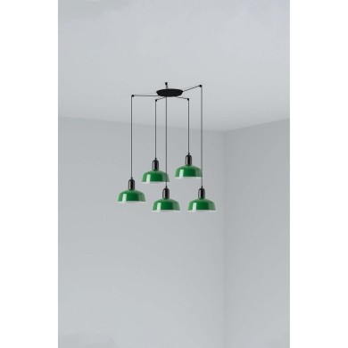Suspension TATAWIN S Noir Vert 5x15W E27 LED  20340-144-5L