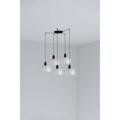 Suspension TATAWIN L Noir Blanc 5x15W E27 LED  20340-145-5L