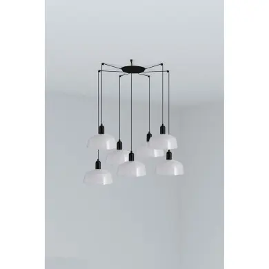 Suspension TATAWIN M Noir Blanc 7x15W E27 LED FAR_20340-145-7L 20340-145-7L Suspension TATAWIN M Noir Blanc 7x15W E27 LED FARO 20340-145-7L