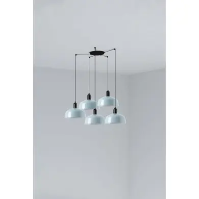 Suspension TATAWIN L Noir Bleu 5x15W E27 LED FARO 20340-147-5L