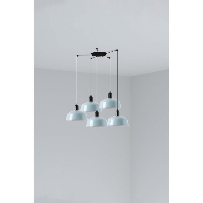 Suspension TATAWIN L Noir Bleu 5x15W E27 LED  20340-147-5L