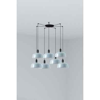 Suspension TATAWIN M Noir Bleu 7x15W E27 LED  20340-147-7L