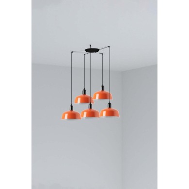 Suspension TATAWIN L Noir Orange 5x15W E27 LED  20340-148-5L