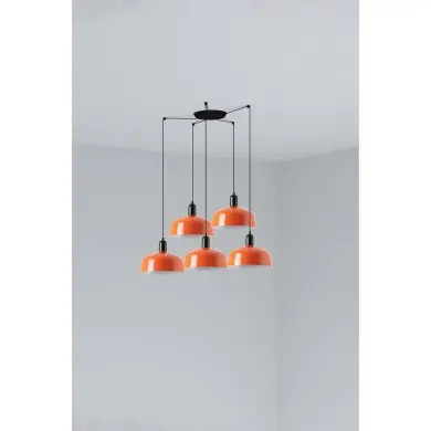 Suspension TATAWIN L Noir Orange 5x15W E27 LED FARO 20340-148-5L