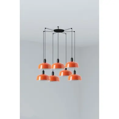 Suspension TATAWIN M Noir Orange 7x15W E27 LED FARO 20340-148-7L