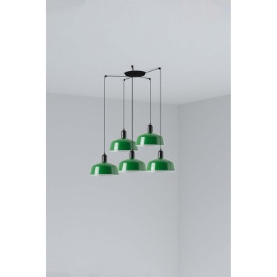 Suspension TATAWIN L Noir Vert 5x15W E27 LED  20340-149-5L