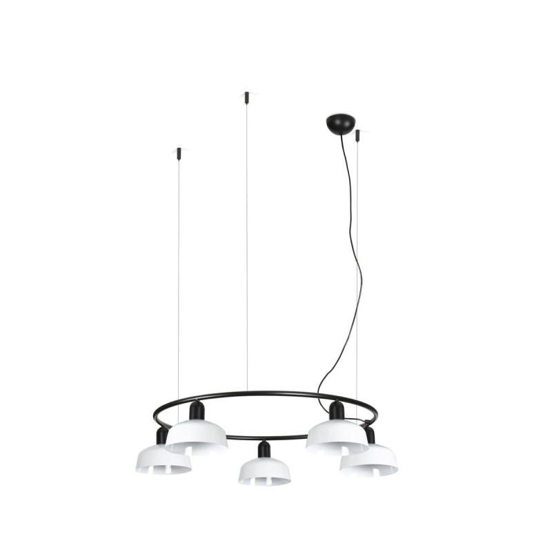 Suspension TATAWIN S cercle Noir Blanc 5x15W E27  20343-140-5L