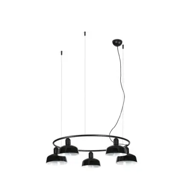 Suspension TATAWIN S cercle Noir 5x15W E27 LED FARO 20343-141-5L