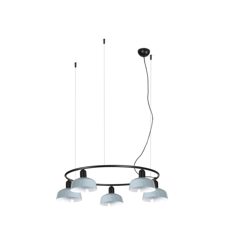Suspension TATAWIN S cercle Noir Bleu 5x15W E27  20343-142-5L