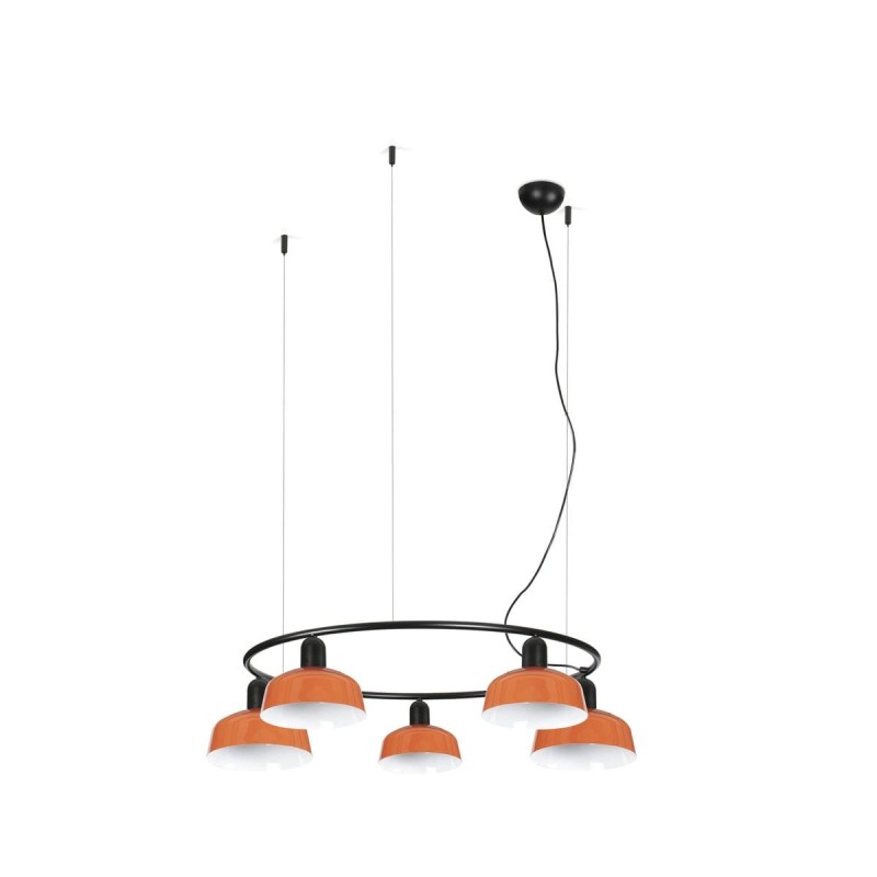 Suspension TATAWIN S cercle Noir Orange 5x15W E27  20343-143-5L
