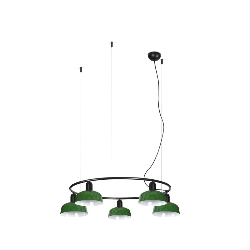 Suspension TATAWIN S cercle Noir Vert 5x15W E27  20343-144-5L