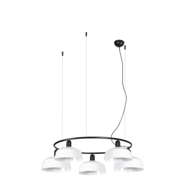 Suspension TATAWIN M cercle Noir Blanc 5x15W E27  20343-145-5L