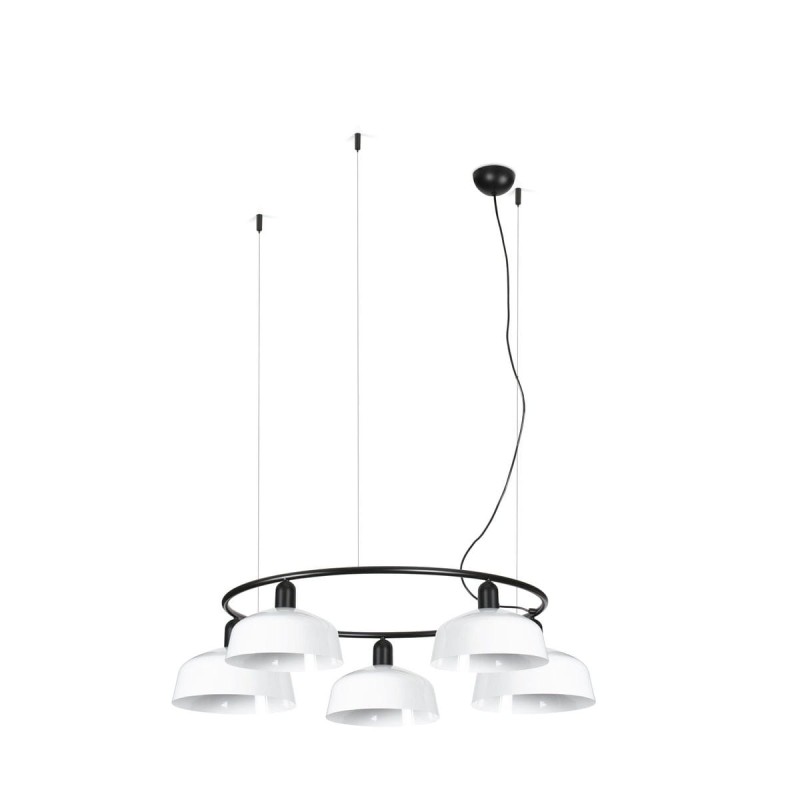 Suspension TATAWIN M cercle Noir Blanc 5x15W E27  20343-145-5L