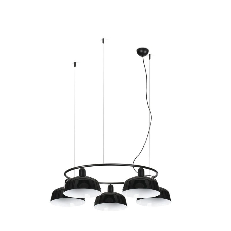 Suspension TATAWIN M cercle Noir 5x15W E27 LED  20343-146-5L