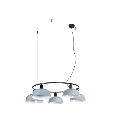 Suspension TATAWIN M cercle Noir Bleu 5x15W E27  20343-147-5L