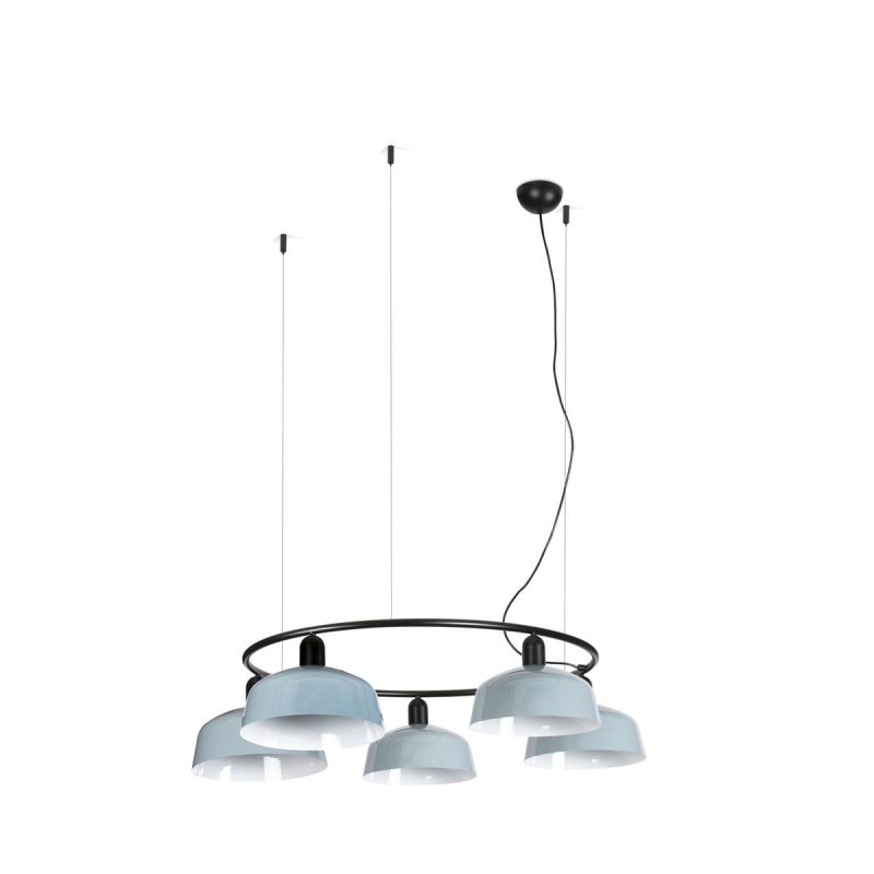 Suspension TATAWIN M cercle Noir Bleu 5x15W E27  20343-147-5L