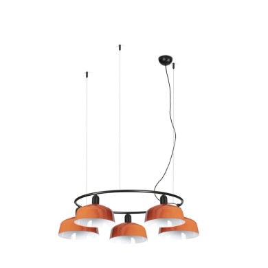 Suspension TATAWIN M cercle Noir Orange 5x15W E27  20343-148-5L