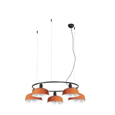 Suspension TATAWIN M cercle Noir Orange 5x15W E27 FARO 20343-148-5L