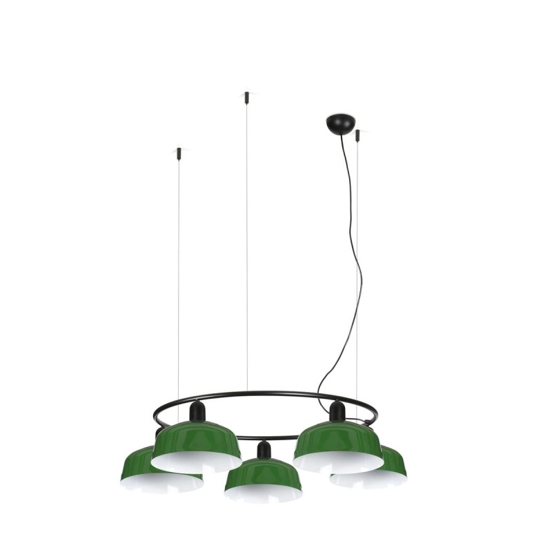 Suspension TATAWIN M cercle Noir Vert 5x15W E27  20343-149-5L